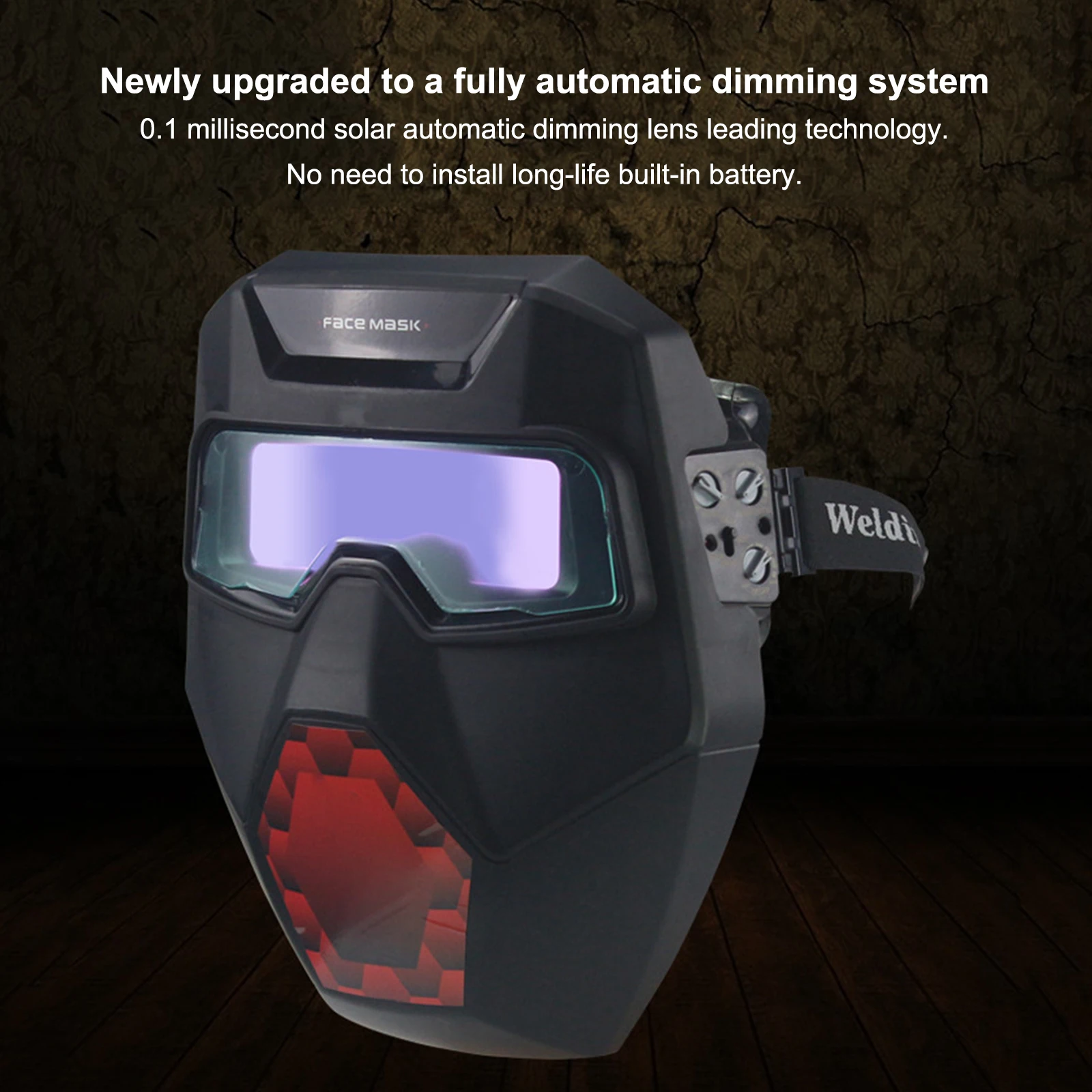 Auto Darkening Solar Welding Helmet Large View Welder Mask Welder Protective Cover Cap Full Face for Welding Machine