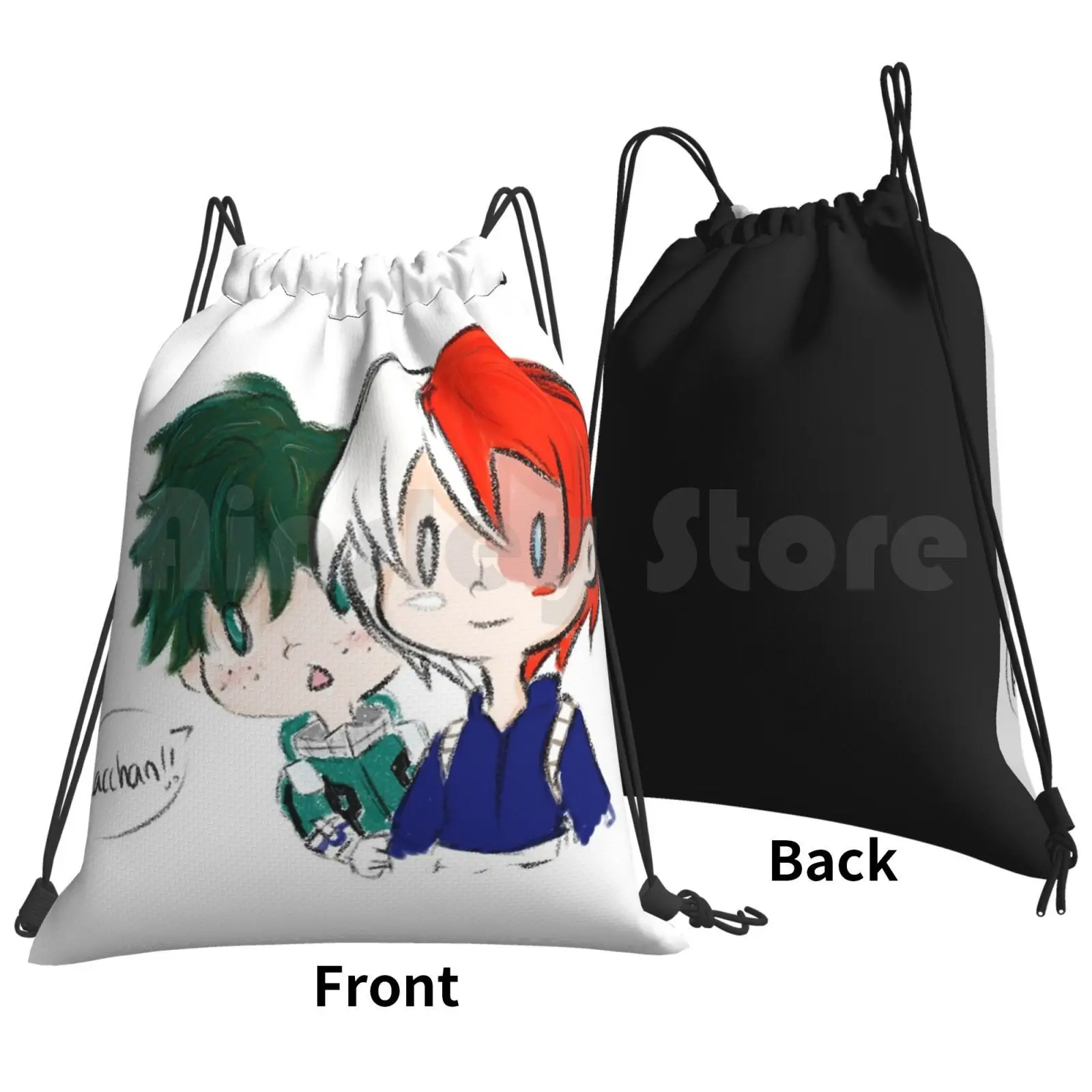 Tododeku Backpack Drawstring Bag Riding Climbing Gym Bag  Boku No Hero Academia Chibi Anime Shoto Todoroki Midoriya Izuku