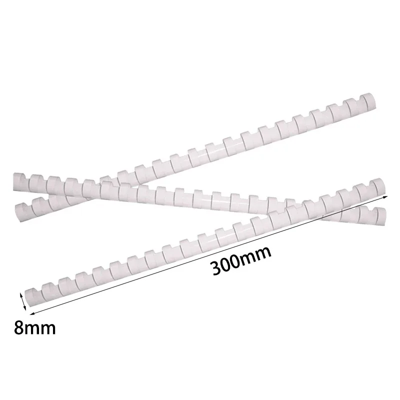 100PCS/BOX 8mmx300mm 21 Rings PVC Binding Aprons 40 Sheets Notebook A4 Documents Machine Plastic Strip Office School Suppliers