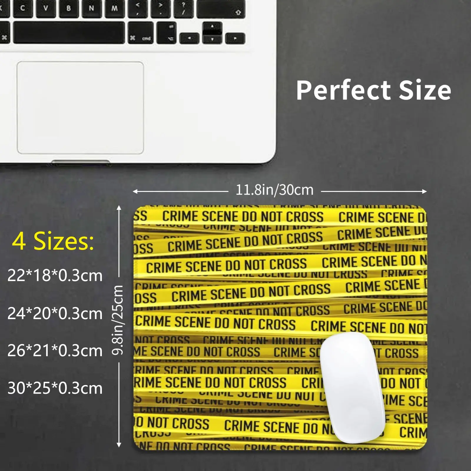 Crime Scene Mouse Pad DIY Print Crime Police Yellow Scene Tape Criminal Investigation Murder Cross Not