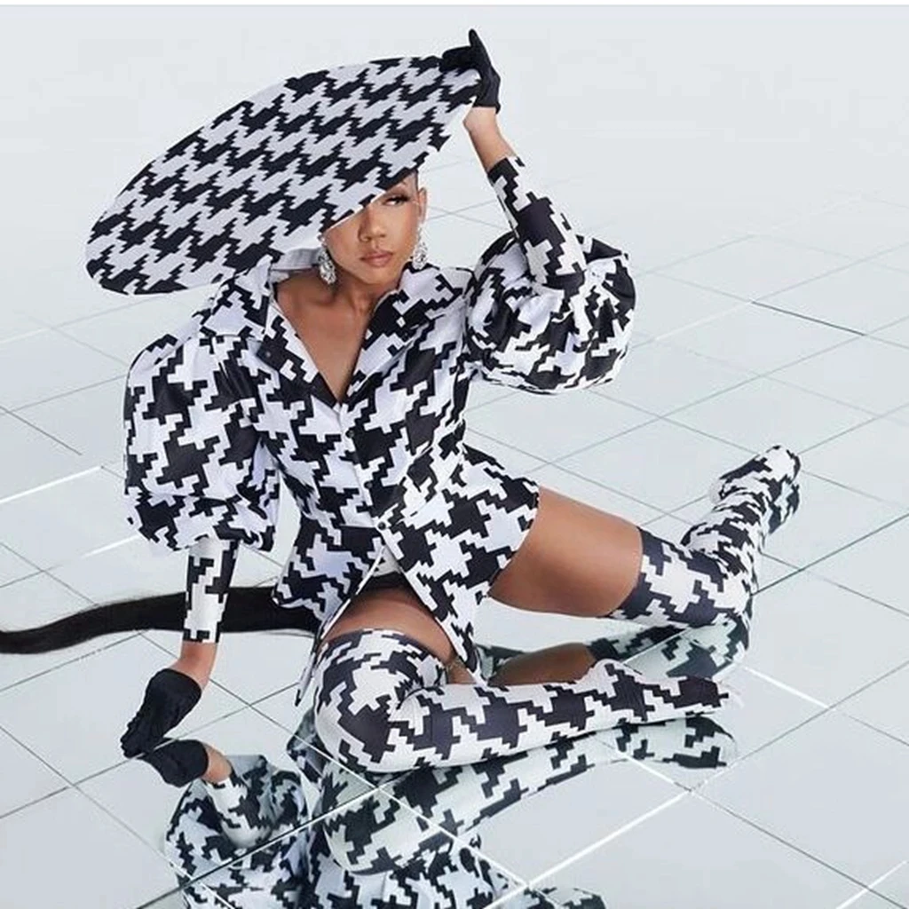 Kostium w paski zebry pokaz klubu nocnego moda Jazz Disco Bar Party strój do klubu nocnego strój piosenkarki tancerz strój sceniczny