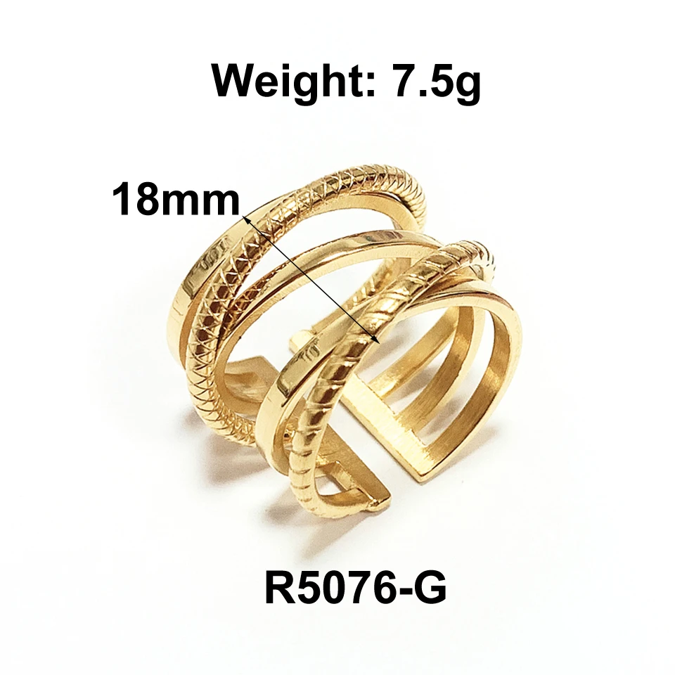 Fashion 18 k Creative Brand Multilayer Stainless Steel Rings for Women Charm Metal Golden Finger Charm Ring Jewelry Party Gift