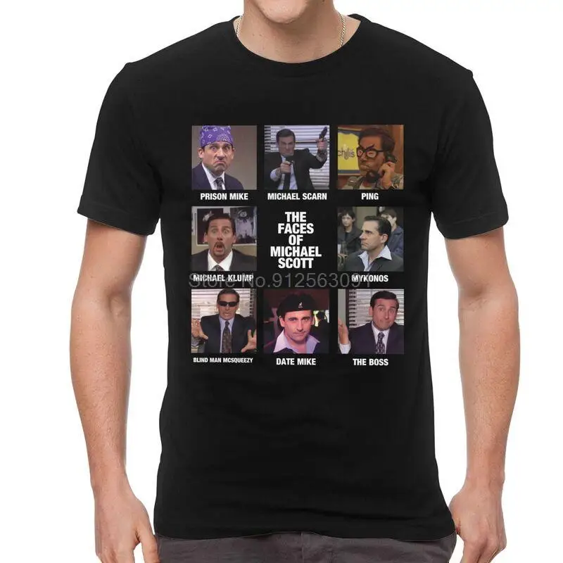 The Faces Of Michael Scott T-shirt Men's Novelty T Shirt Short Sleeve Cotton Dwight Schrute TV Show The Office Tshirt Urban Tee