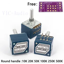 1PC Japan ALPS Potentiometer RK27 Volume LOG Stereo 2-Gang Dual 10K 20K 50K 100K 250K 500K Potentiometer Round Handle 6.0mm +PCB