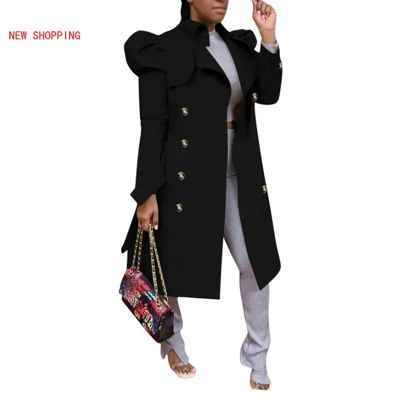 5 cores moda caqui duplo breasted clássico feminino longo trench coat elegante manga longa solto blusão feminino magro outwear