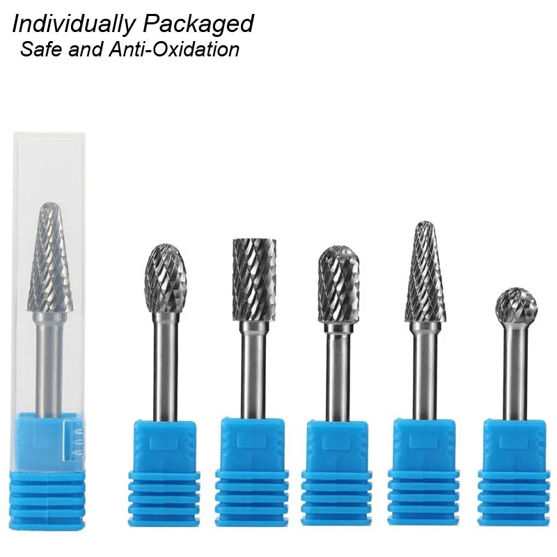 Tungsten Carbide Burrs Set 1/4inch 6mm Shank Carving Bit Double Cutter Rotary File Super Hard for Metal Wood Stone Plastic Cut