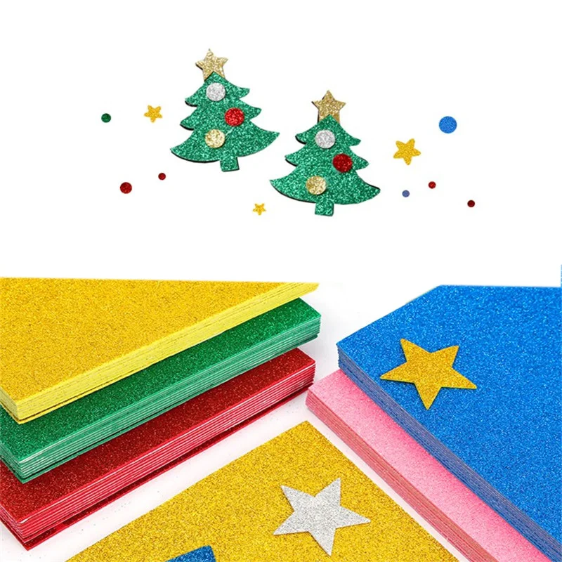 5 Sheet/bag Glitter Foam Paper Children\'s Handmade DIY Scrapbooking Craft Decorations Cardstock Handcraft Cutters Sparkles Paper