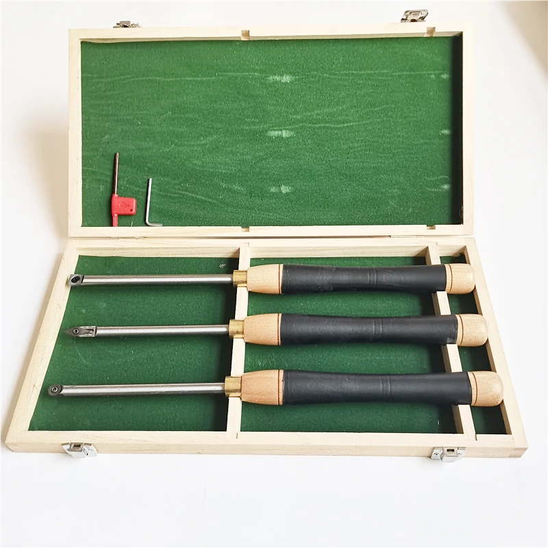 

3PCS/SET Wooden Box Packaging Woodworking Turning Tool With Anti-vibration Rubber Sleeve For Rotary Lathe Turning Tools