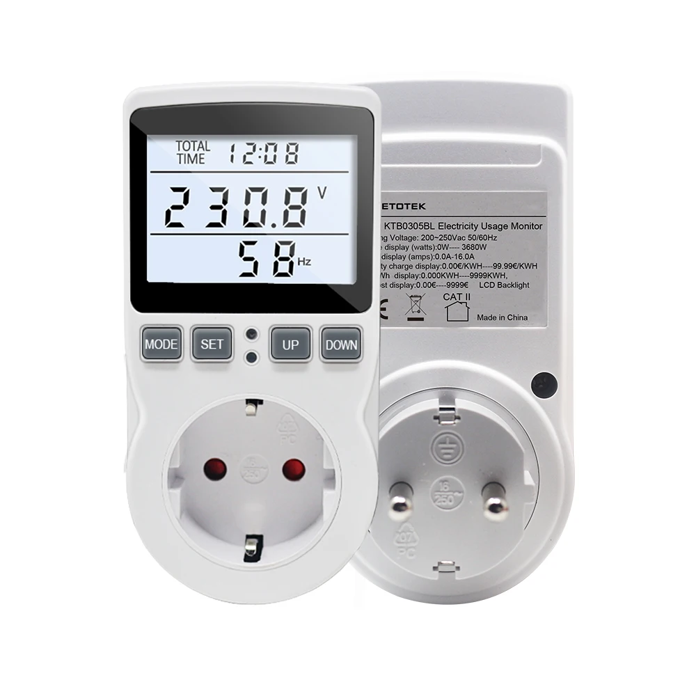 Digital Wattmeter 220V Power Energy Meter EU Plug Socket Analyzer AC Voltmeter Ammeter Consumption Monitor Kwh And Cost Display