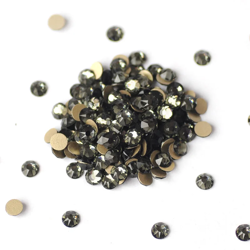 YANRUO 2088NOHF Flatblack Black Diamond All Size Rhinestones for Fabric Needlework Decorative Grey Stones