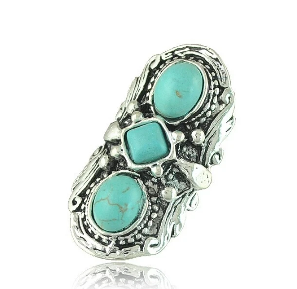 Vintage Tibet Boho Metal Opal Green Stone Ring Adjustable For Women Party Turquoises Antique Big Oval Carved Flower Rings Indian