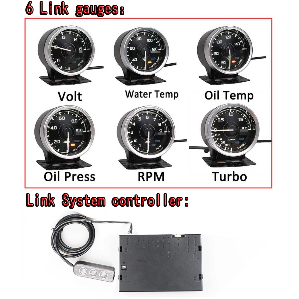 Def* Advance A1 Defi Link System Daisy Chain Auto Gauge 6 gauges Volt Water Temp Oil Temp Oil Press Tachometer RPM Turbo boost