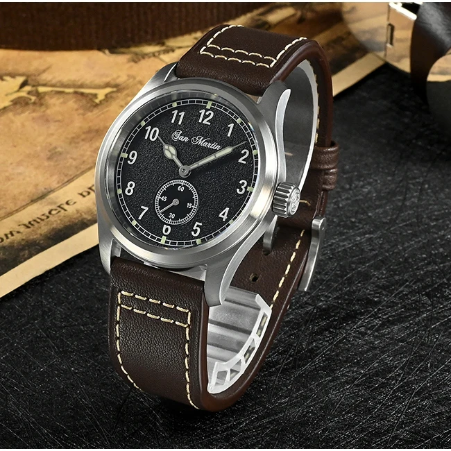 San Martin Mens Pilot Watches Men Quartz Watch Military Wristwatch 20Bar Water Resistant BGW-9 Luminous Sapphire Mirror 6004D
