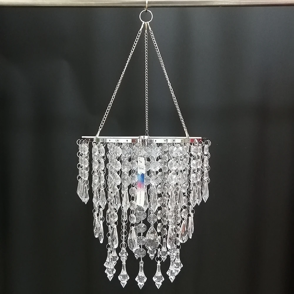 

Camal 1PCS Assemble 50CM Tall Hanger 22.5CM Chrome Centerpiece Frame Acrylic Bead Chain For Chandelier Pendant Wedding Christmas