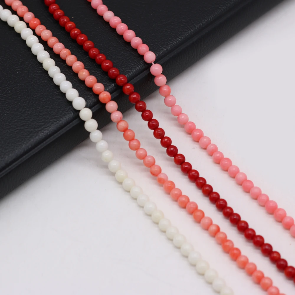 New Style Natural Coral Bead Round Isolation Bead For Jewelry Making DIY Necklace Bracelet Earrings Accessory Handmade 4 MM