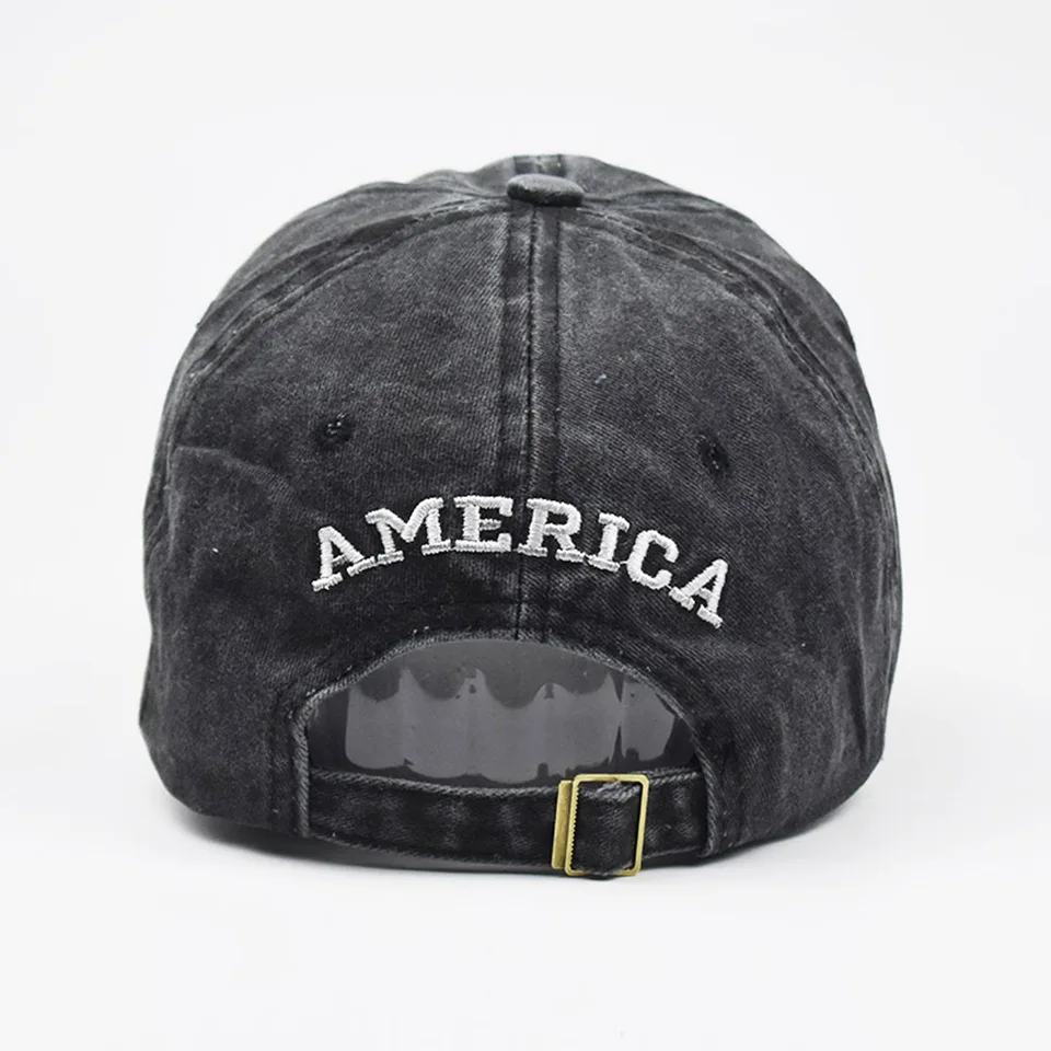 Women Baseball Cap Summer Denim Hats Men Spring USA Letter Flag Embroidery Baseball Hats Cotton Outdoor Vintage Visor Casual Cap