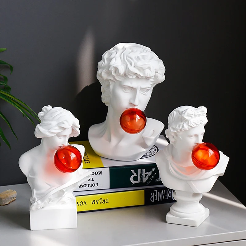 Bubble David head plaster sculpture Ornaments Room art decor Apollo resin statue handicraft home decor studio Decoration Props