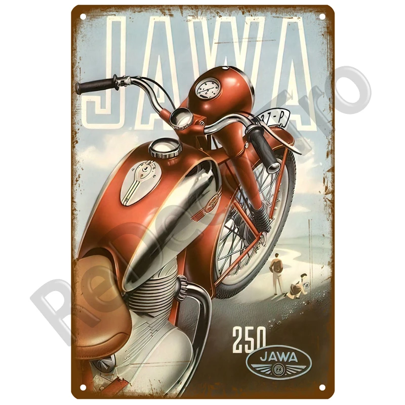 JAWA Vintage Wall Poster Vintage Retro Wall House Restaurant Decoration Plaque Metal Wall Decor Art Metal Sign Tin Sign Plate