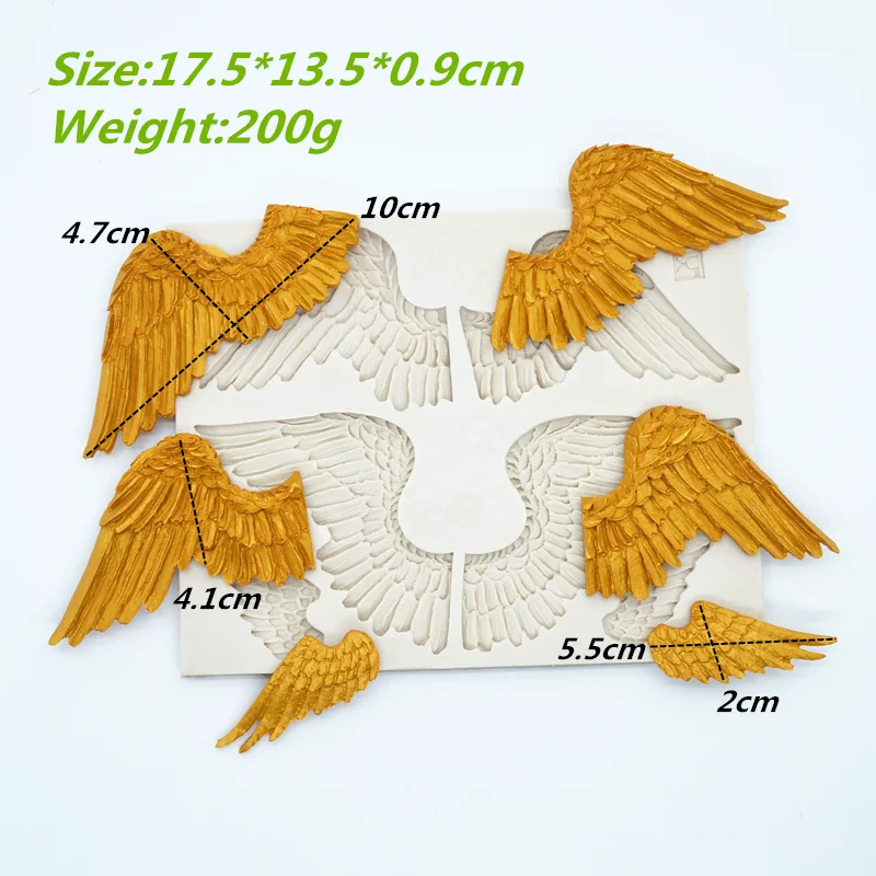 Angel Wing Silicone Mold Chocolate Baking Fondant Cupcake DIY Cake Decorating Tools Aromatherapy Wax Clay Moulds Sugar Craft