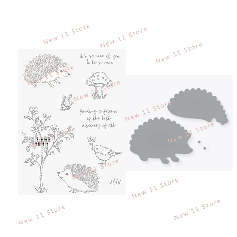 New 2021-2022 Natural Cutting Dies and Clear Stamps Scrapbooking For Paper Making Hedgehog Embossing Frame Card Craft