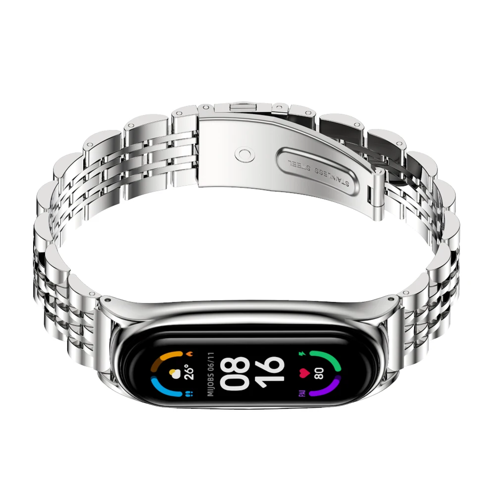Металлический браслет для Mi Band 6, браслет для Mi Band 5 4 3, с NFC