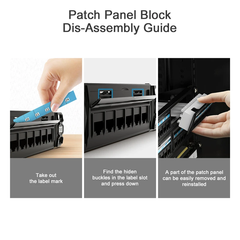 AMPCOM (UL Listed) CAT5e/CAT6 24/48 Ports Patch Panel, Rack Mount - 1U, 2U, 19 inch, 50u Gold Plated, Rear Cable Management Bar