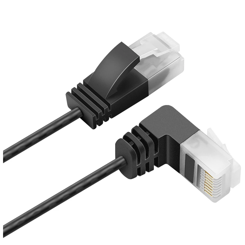 Ultra cienki kabel sieciowy Cat6 kabel Ethernet RJ45 pod kątem prostym UTP kabel połączeniowy 90 stopni Cat6a Lan kable do TV, pudełko routera