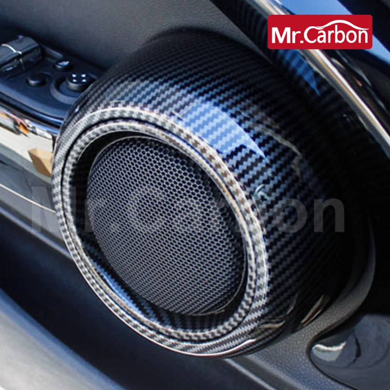 Car Door Horn Decorative Ring Carbon Style Sticker Protective Cover For BMW MINI ONE CooperS JCW F55 F56 F57 Styling Accessories