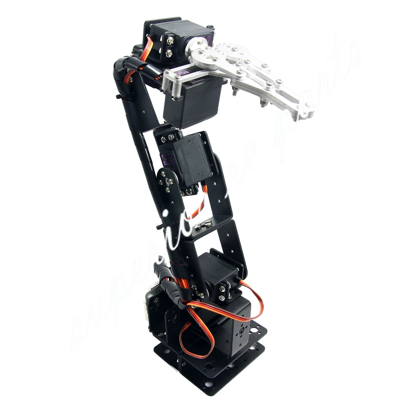 Arduino Robot 6 DOF Aluminium Clamp Claw Mount Kit Mechanical Robotic Arm & Servos Metal Servo Horn-Silver