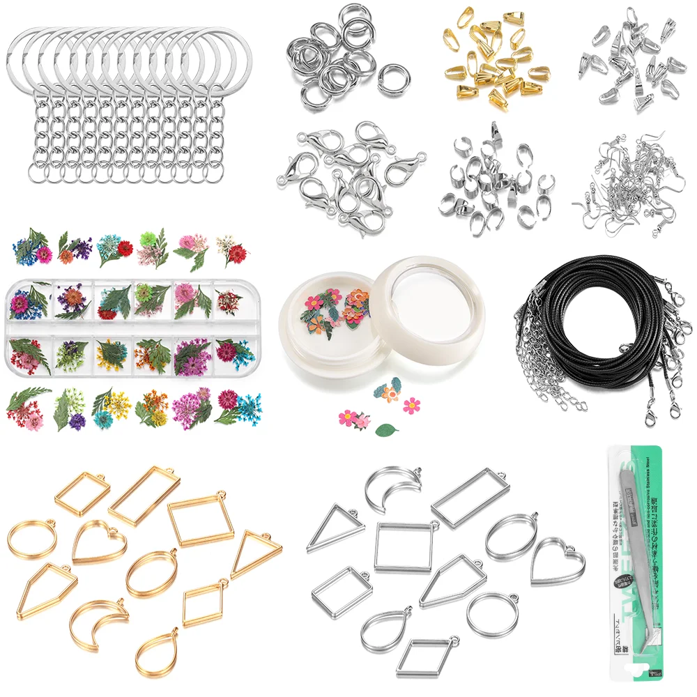 1 zestaw DIY wisiorki z żywicy epoksydowej kolczyki zestawy Hollow klej pusty wisiorek baza zestawy suszony kwiat tworzenia biżuterii naszyjnik narzędzia