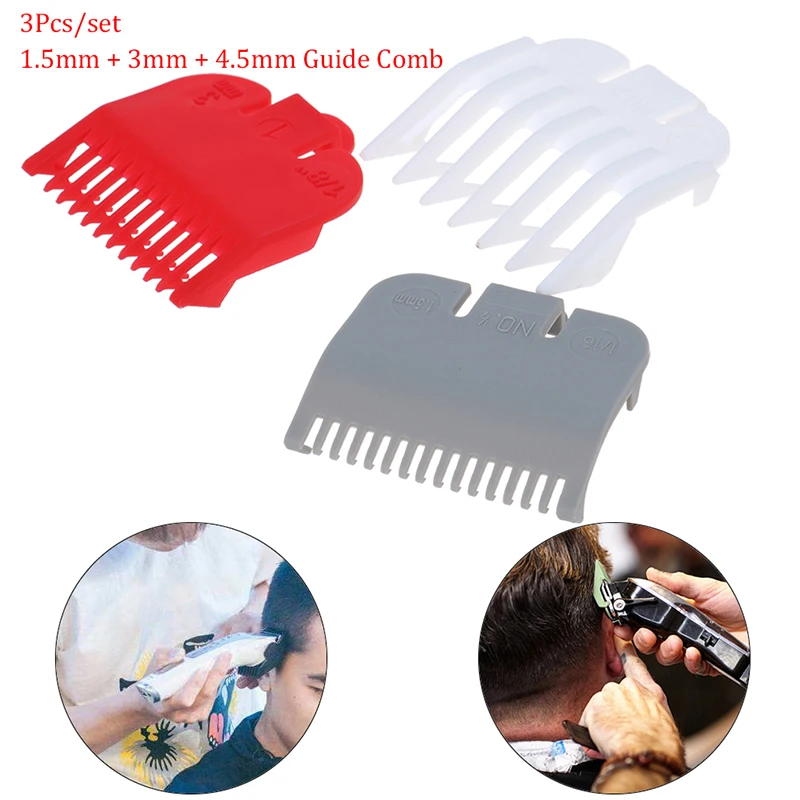 3Pcs Professional Cutting Guide Comb Hairdressing Tool 1.5mm 3mm Set Colorful Limit Comb Set For Electric Hair Trimmer Shaver