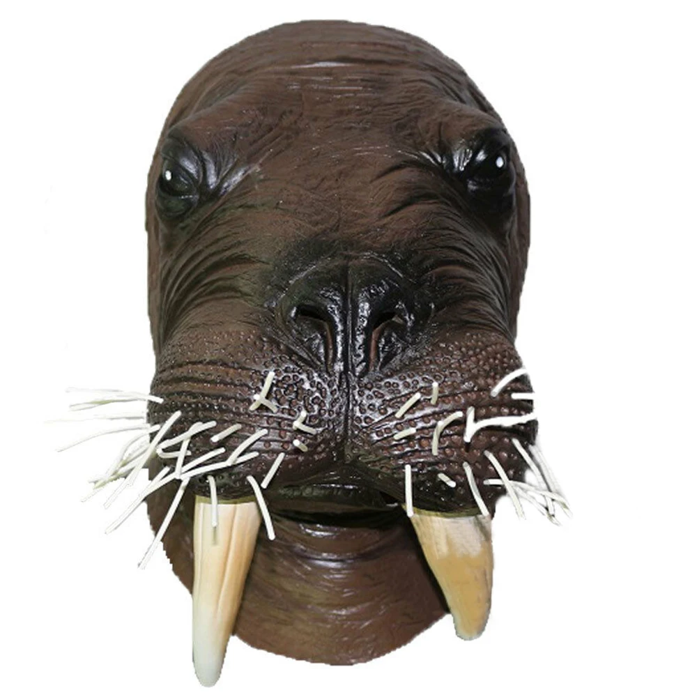 Funny Walrus Mask Sea Lion Mammal Animal Full Head Latex Fancy Dress Costume