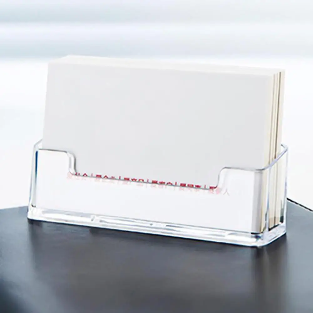 1Pc Clear Desk Shelf Box Storage Display Stand Acrylic Holder Card Transparent Business Card Case