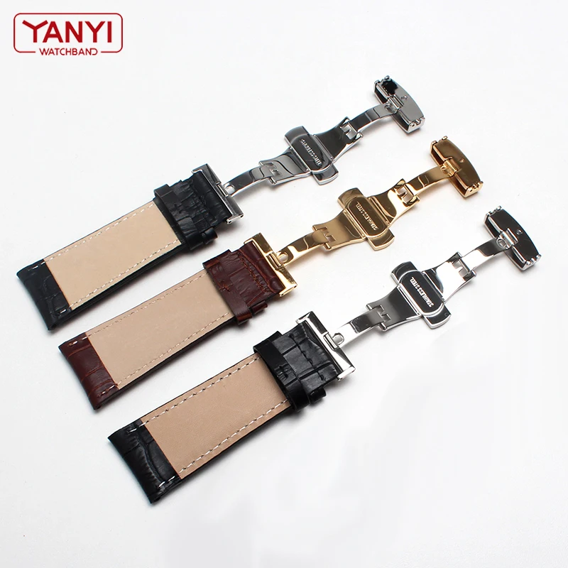 Genuine Leather Watch Strap 21mm 22mm 23mm 24mm watchband pin Clasp mens leather bracelet general watch band alligator grain