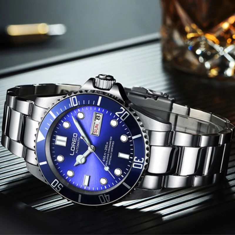 LOREO mannen horloge luxe merk lederen Leisure mechanische automatische horloge mannen militaire sport waterdichte klok