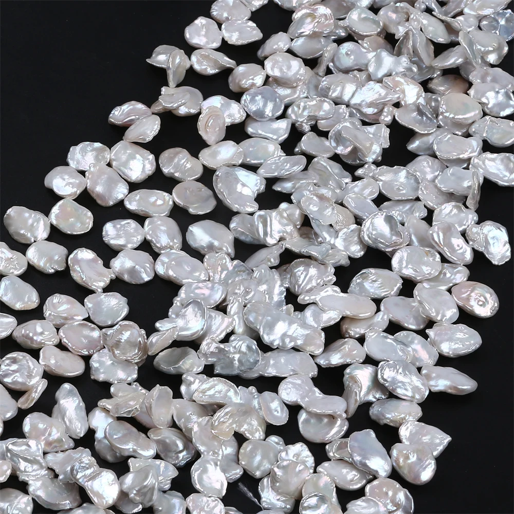 

Natural White 12-14mm Irregular Flower Shape Keshi Freshwater Pearl Strand