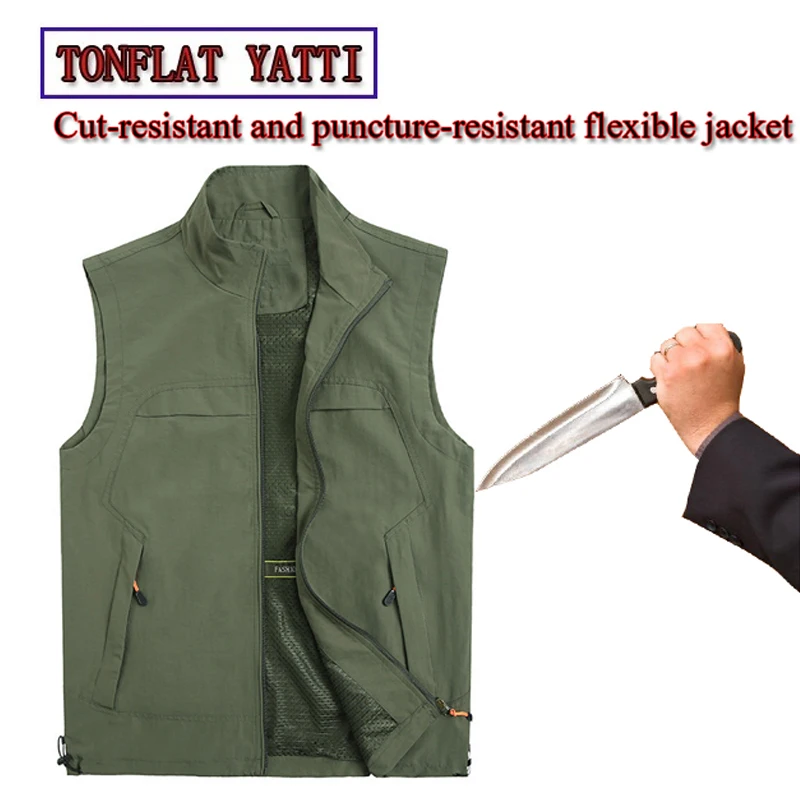 

New Self-defense Anti-stab And Anti-cut Men Vest Flexible Invisible Outdoor Pus Size Safety Clothing Self Cut Mirror Hacking 4xl