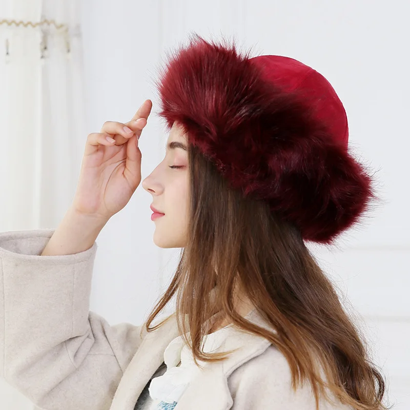 2024 Winter lmitation Fur Thickened Hat warm Hat, Breathable Comfortable Outdoor Travel Brimless women Hat