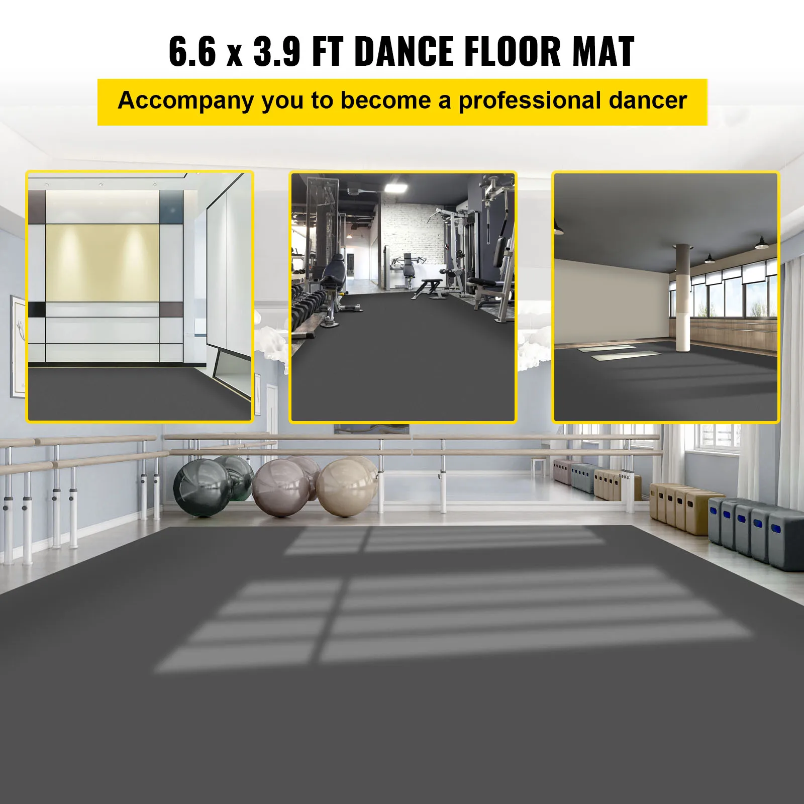 VEVOR PVC Dance Floor Mat 1.5mm Thick Reversible Portable Non-Slip Vinyl Dance Flooring Roll Jazz Pop Ballet Dance Floor Sheet