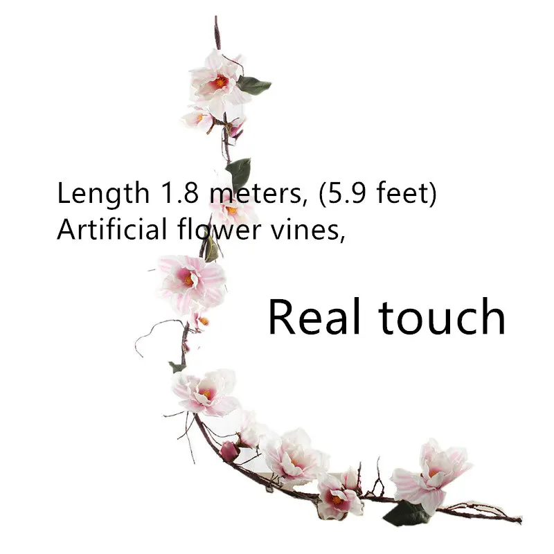 5.9 Foot Artificial Flower Rattan Flower String Magnolia Flower Decoration Bedroom  Vine