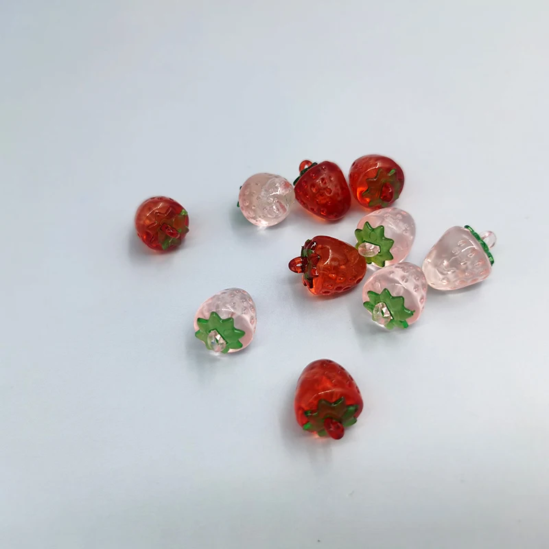 10pcs/lot Resin Red Pink Strawberry Charms Pendant Jewelry Making Simulated Fruit Charm DIY Necklace Earrings Accessories C488-3