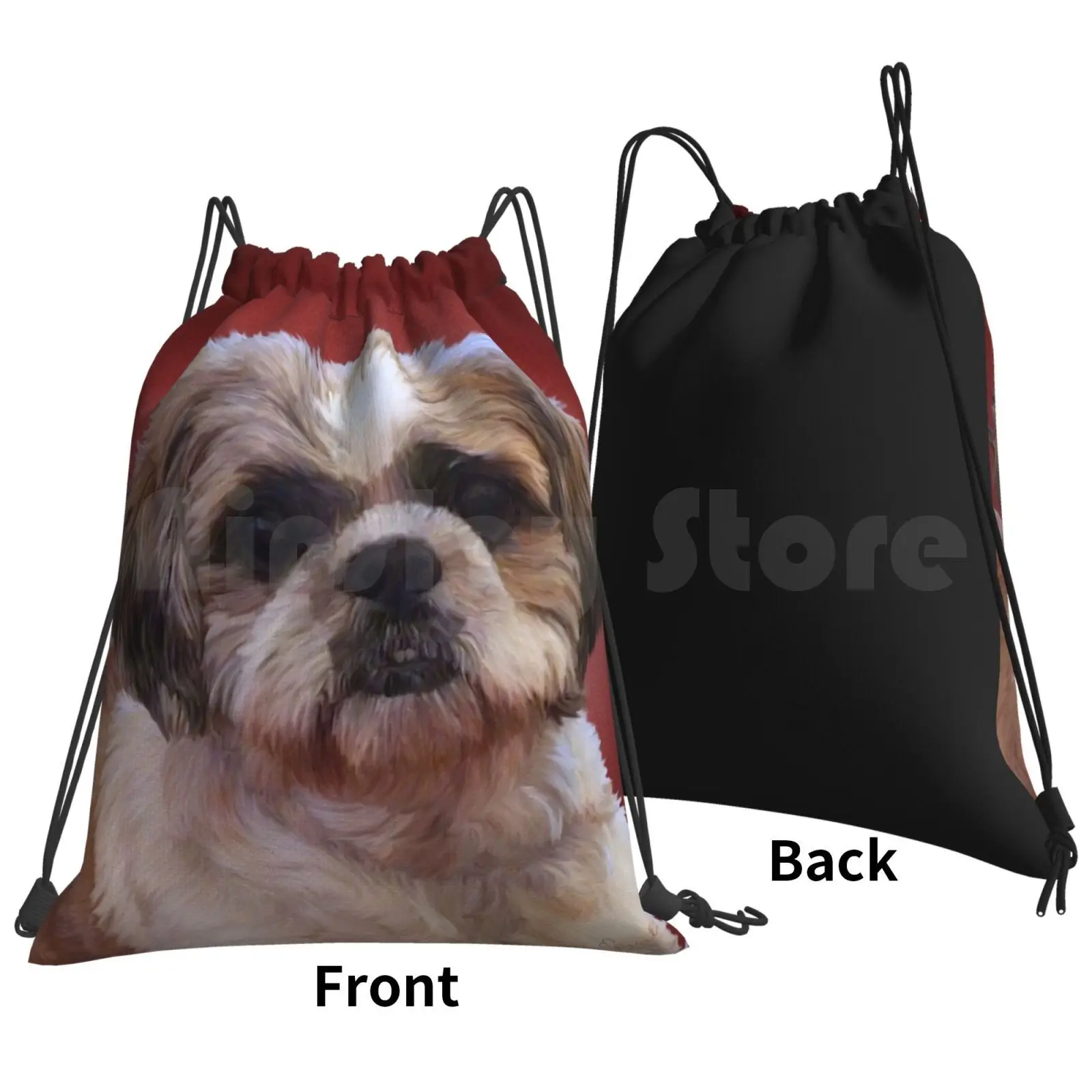 Shih Tzu Dog Backpack Drawstring Bags Gym Bag Waterproof Shih Tzu Dog Canine Pet Domestic Animal Pet Portrait