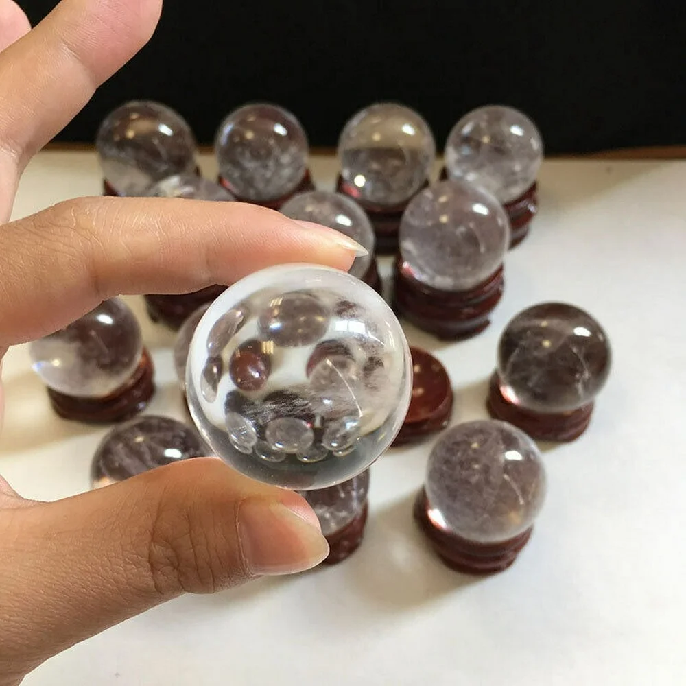 30/40/45/50mm AAA Natural Rock Clear Quartz Sphere Crystal Ball Gemstone Reiki Healing W/ Stand