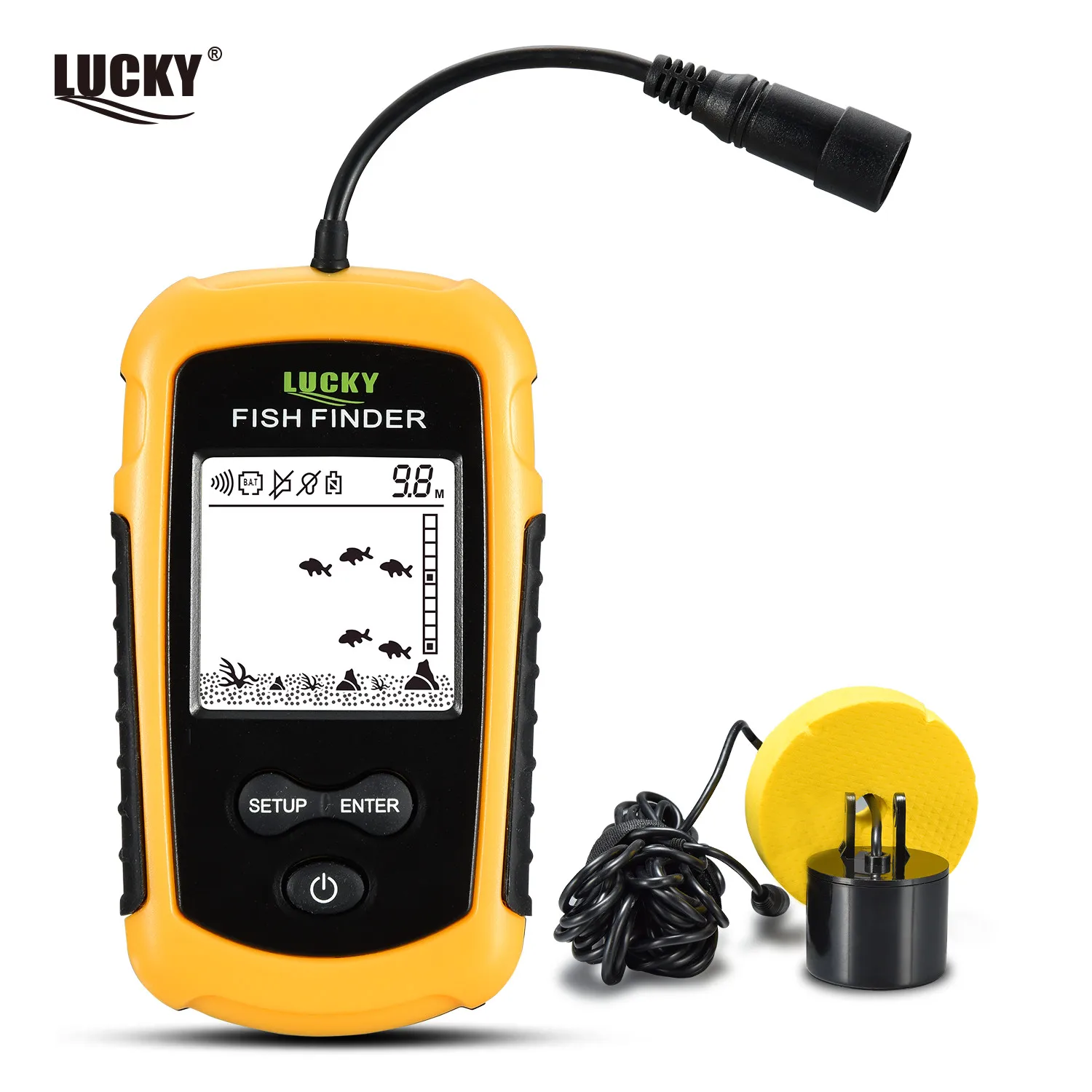 

LUCKY FF1108-1 Portable Fish Finder Ice Fishing Sonar Sounder Alarm Transducer Fishfinder 0.7-100m Fishing Echo Sounder