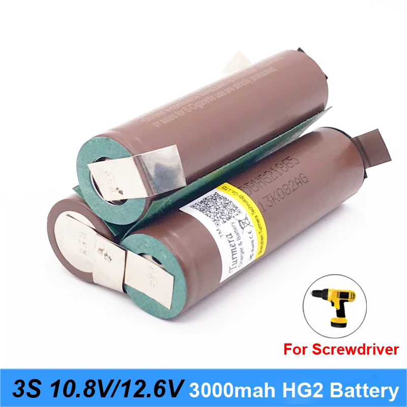 12V 18650 hg2 3S 3000mAh 20amps for 12.6v screwdriver battery weld soldering strip 3S 3S2P 12.6v battery pack (customize)Turmera