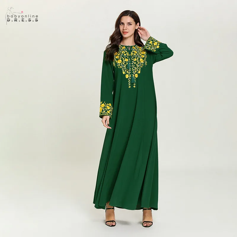 

Middle East A-line Arabic Long Evening Dress Dubai Evening Gown Long Sleeves With Patterns Robe de Soiree Abendkleider