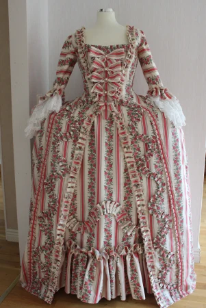 

Christmas Marie Antoinette Gown Dress Rococo 18th Century Europe historical rose dress Gown sack-back gown robe a la francaise