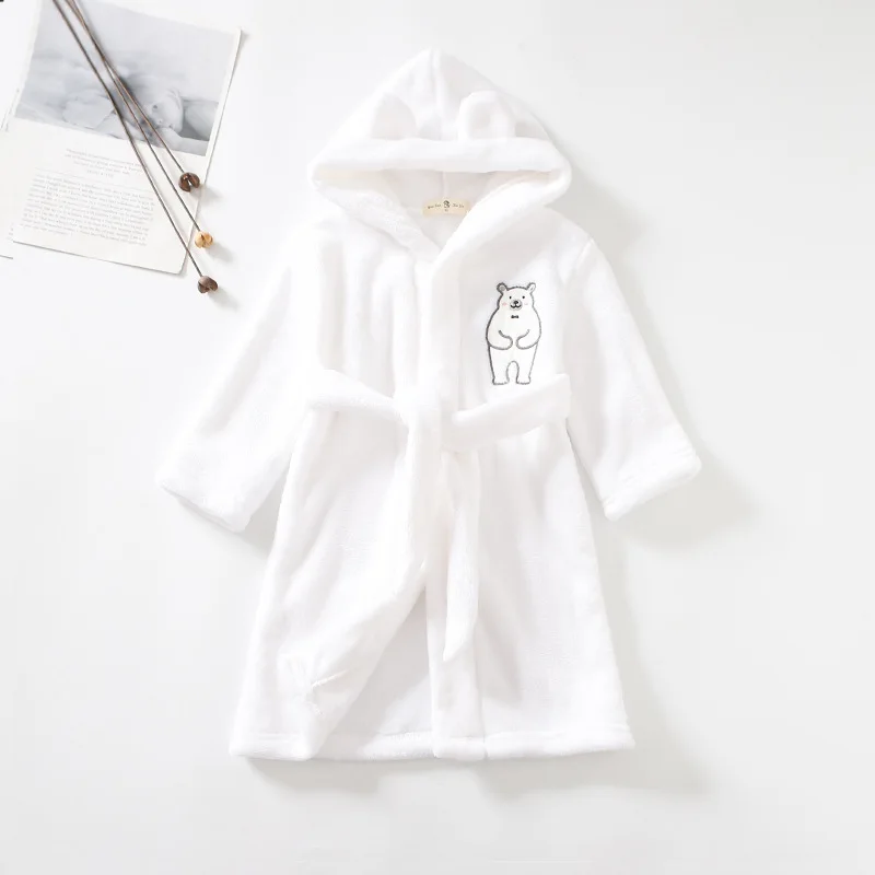 Kids Bathrobe for Girl Children Clothing Girl Flannel Bath Robe Clothes Boy Cartoon Night Robe Kids Pajamas For Girl 1-8 years