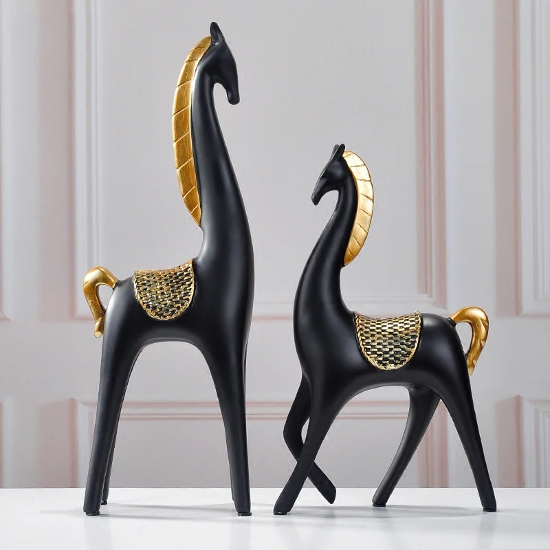 SIMPLE MODERN RESIN HORSE ORNAMENTS DECORATION ART HOME LIVINGROOM TABLE ANIMAL FIGURINES CRAFTS ACCESSORIES WEDDING GIFTS DECOR