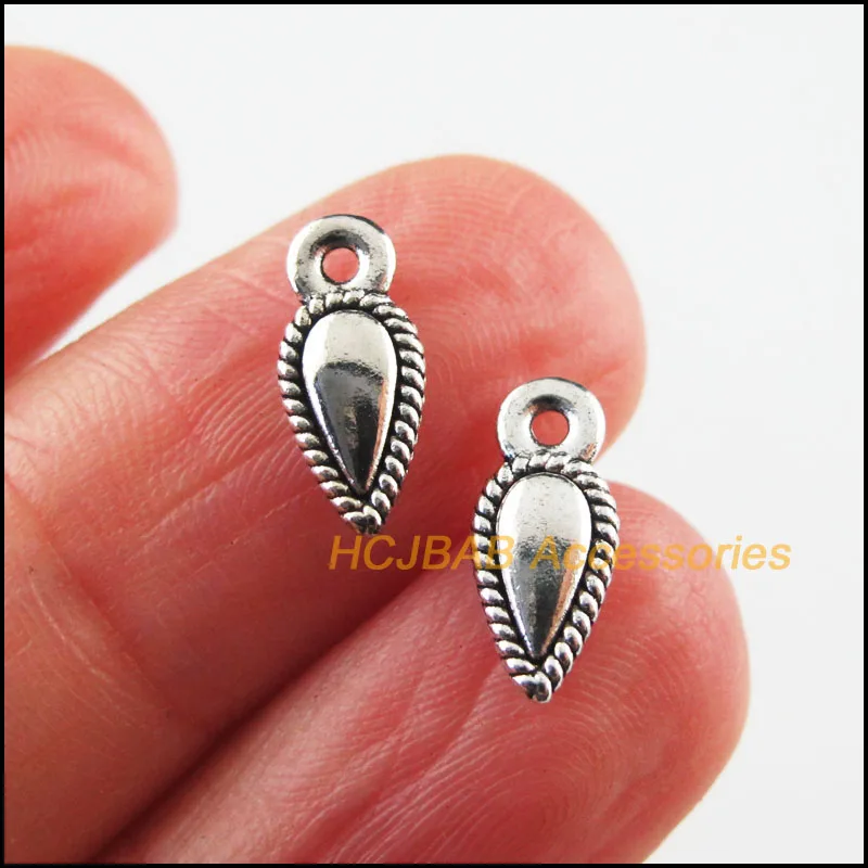 

80 New Teardrop Charms Tibetan Silver Tone Tiny Waterdrop Pendants 5.5x12mm